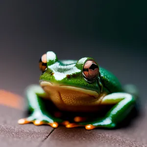Vibrant Eyed Leaf Frog in Orange Wilderness.