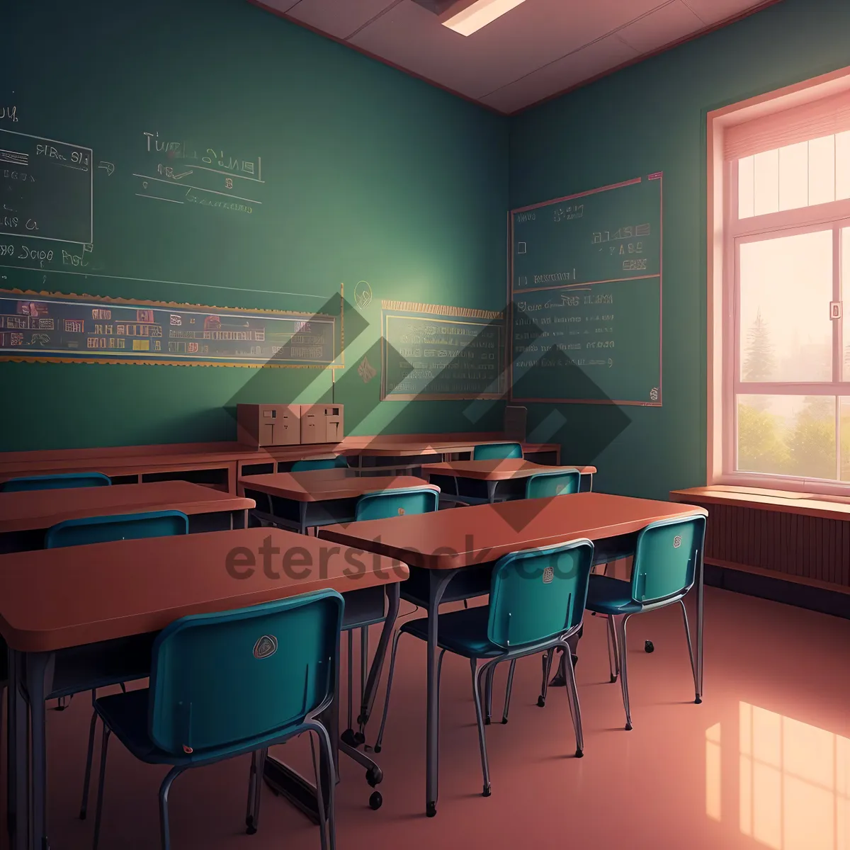 Picture of Modern Office Interior Design with Wooden Table and Chair