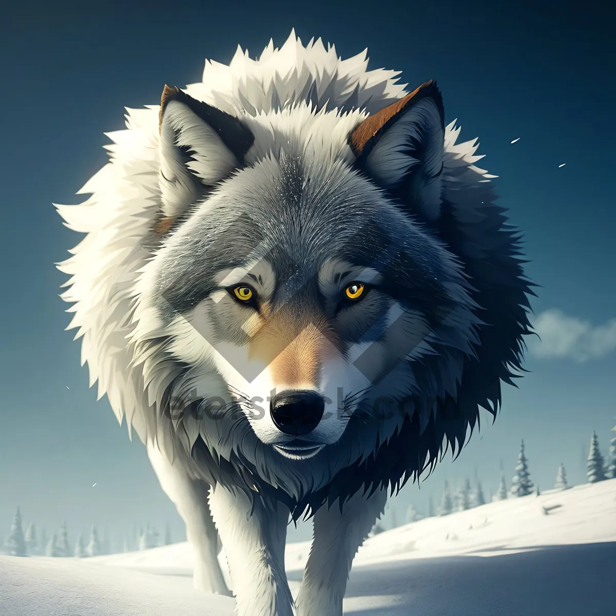 Picture of Adorable Snow White Portrait of a Resplendent Timber Wolf