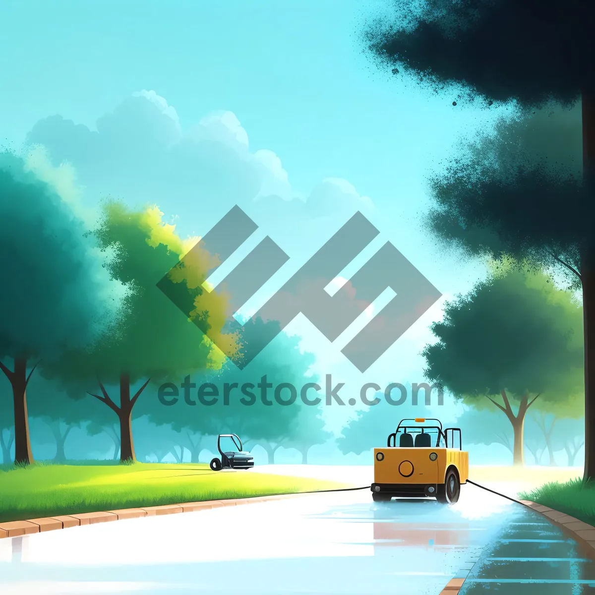 Picture of Sunny Horizon: Tranquil Sunset Over Rural Landscape