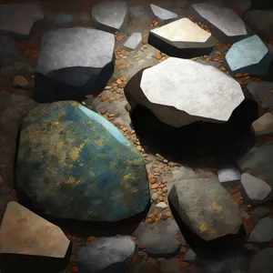 Stacked pebbles texture pattern with horseshoe crab