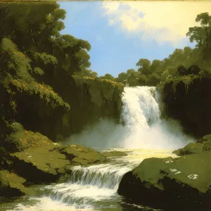 Serene Waterfall in Forest Landscape