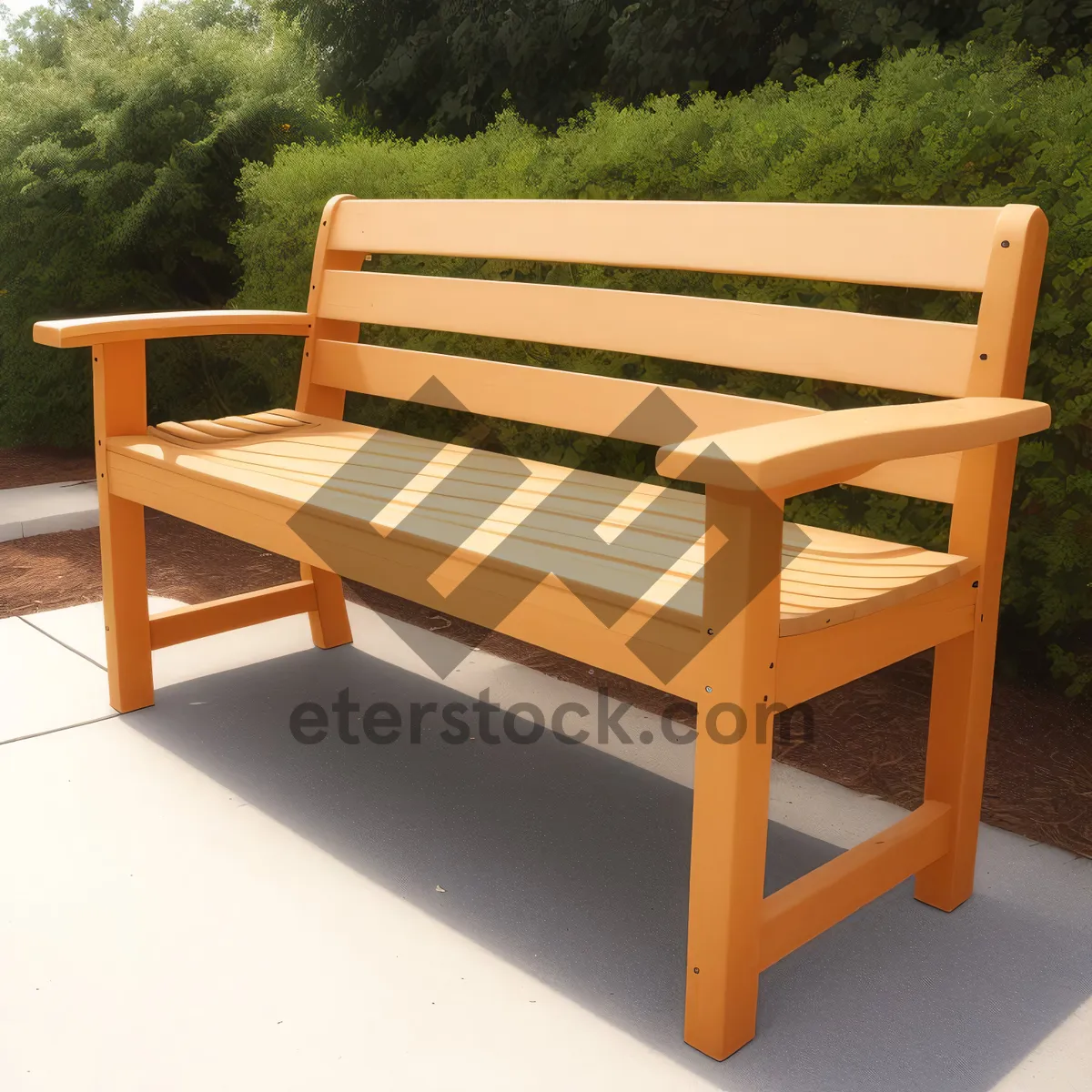 Picture of Wooden Park Bench - Brown Seat and Table