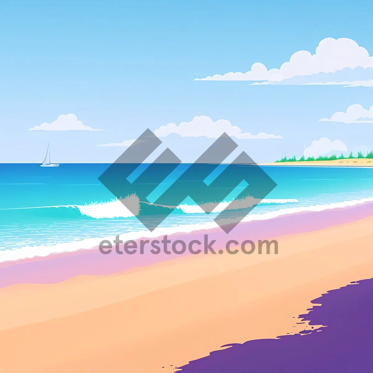 Picture of Tropical Paradise: Serene Beach Waves Under Clear Blue Sky