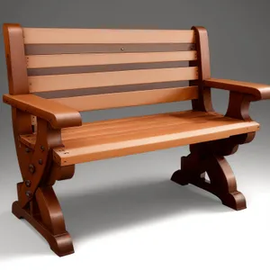 Wooden Park Bench - 3D Empty Seat & Rest