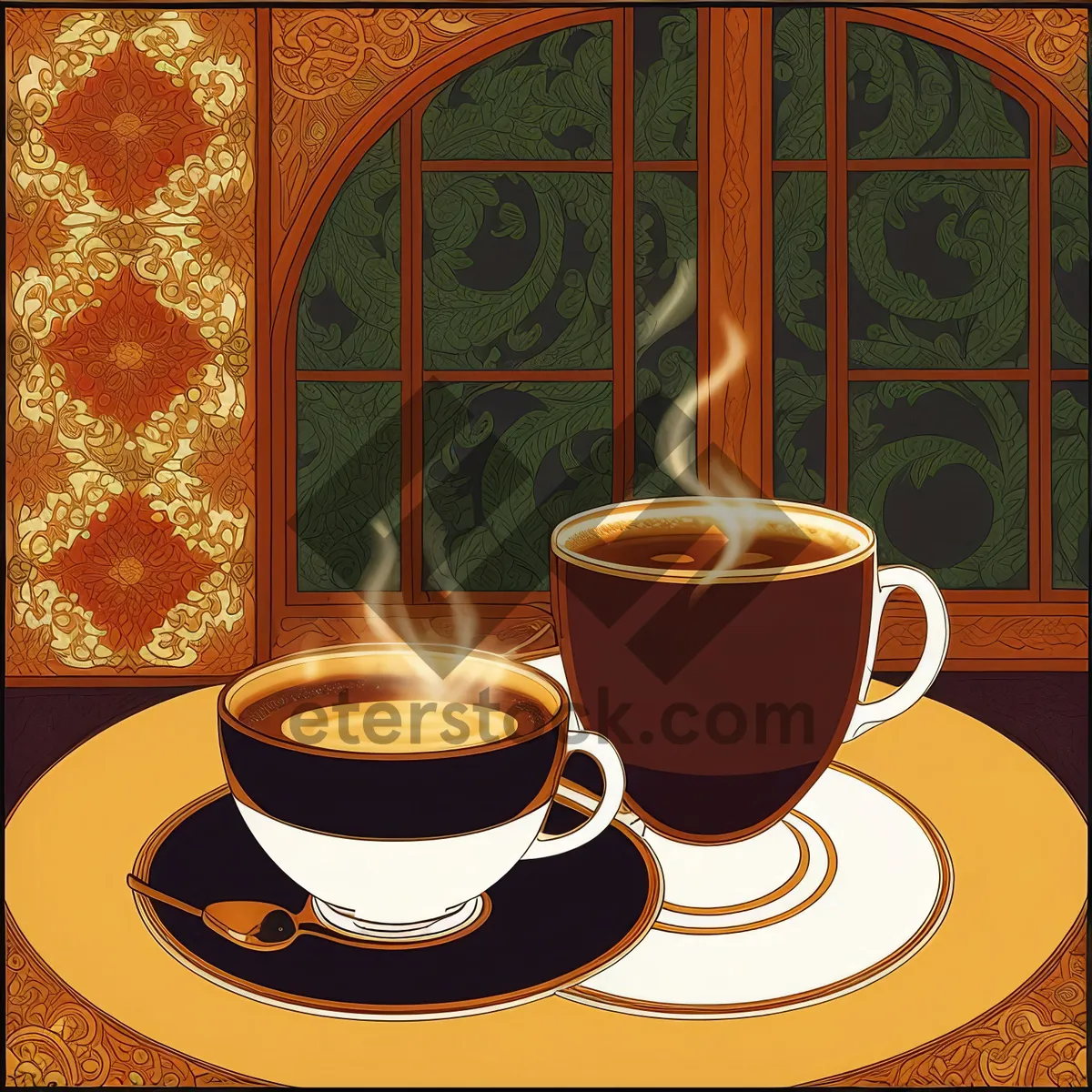 Picture of Morning Cup of Espresso and Hot Breakfast