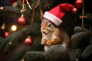 Fluffy domestic bangle squirrel on gray background