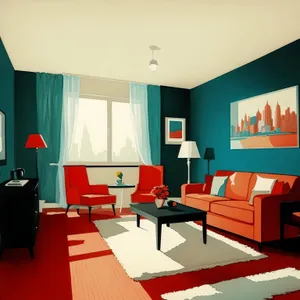 Modern Luxury Living Room Interior with Wood Furniture