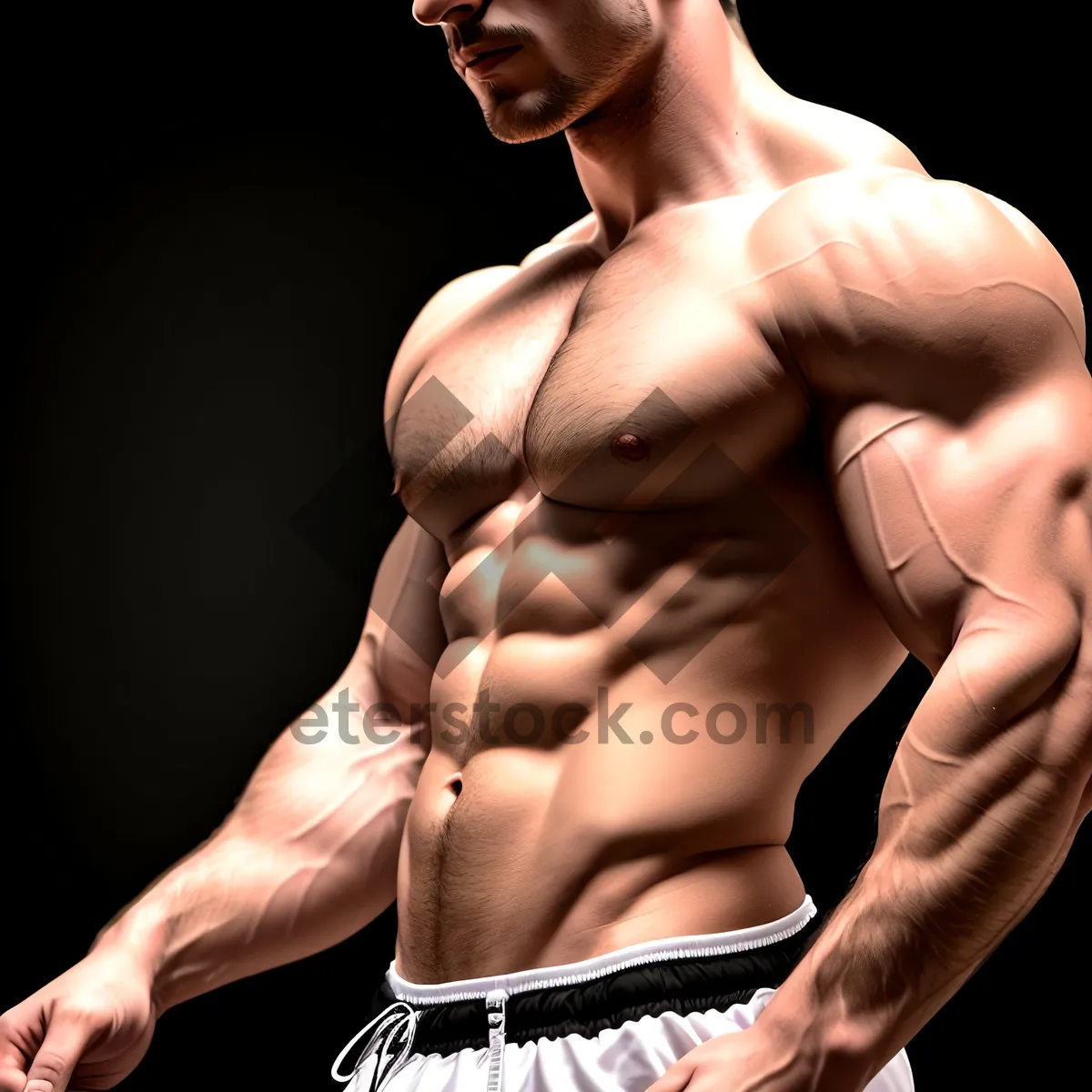 Picture of Seductive Male Model Flexing Muscular Torso