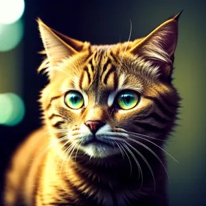 Curious Feline Kitty with Fluffy Gray Fur