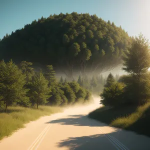 Serene Road Through Rural Landscape With Clouds