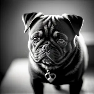 Adorable Wrinkled Pug Sitting and Looking Cute