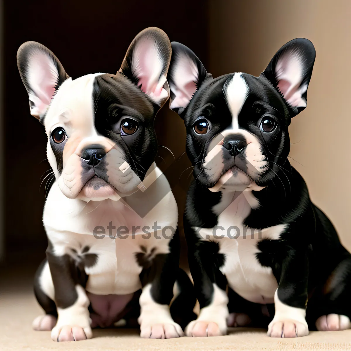 Picture of Cute Wrinkled Bulldog Puppy in Studio