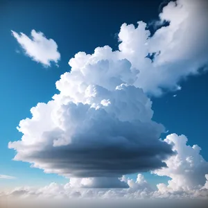 Springtime skies filled with fluffy, azure cumulus clouds