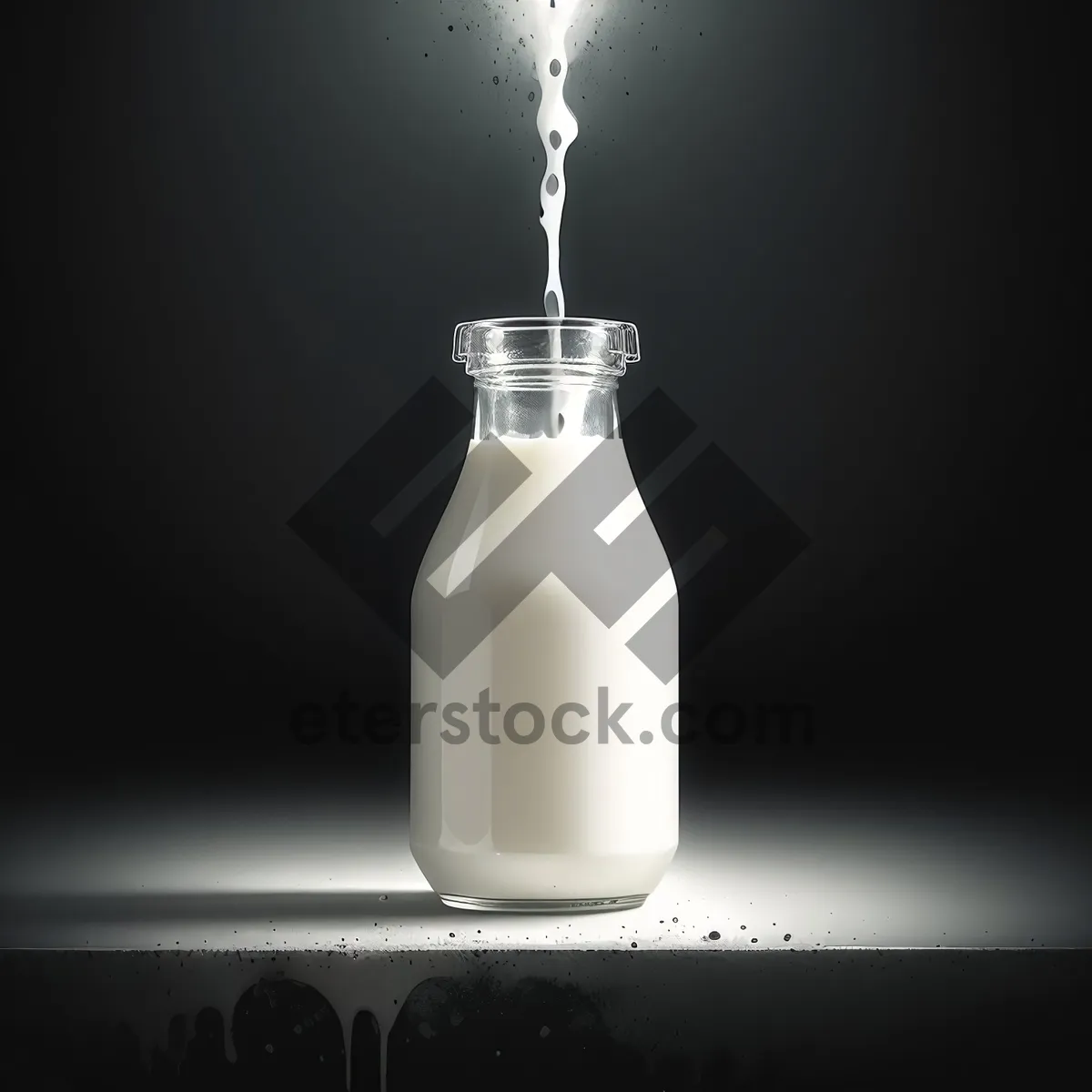 Picture of Refreshing Milk in Glass Bottle with Clean Design