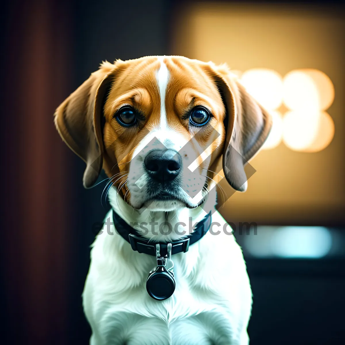 Picture of Adorable Purebred Beagle Puppy with Collar