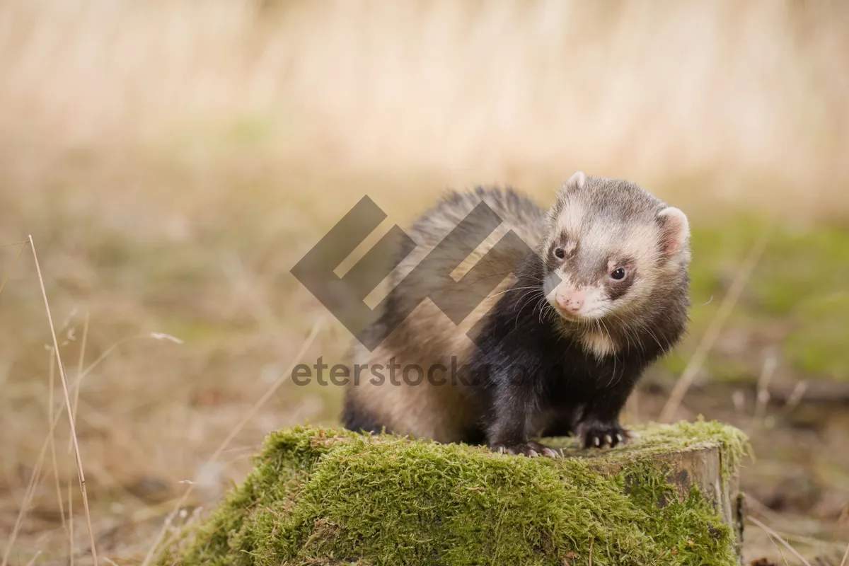 Picture of Adorable black-footed ferret in grass