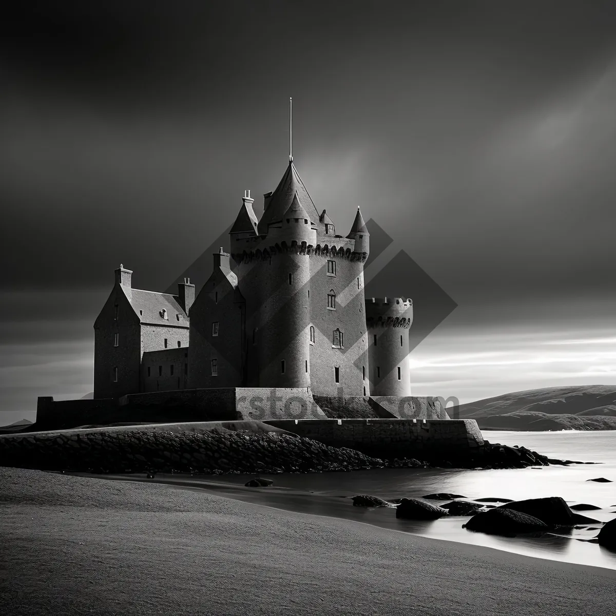 Picture of Ancient Tower Rising Above Historic River