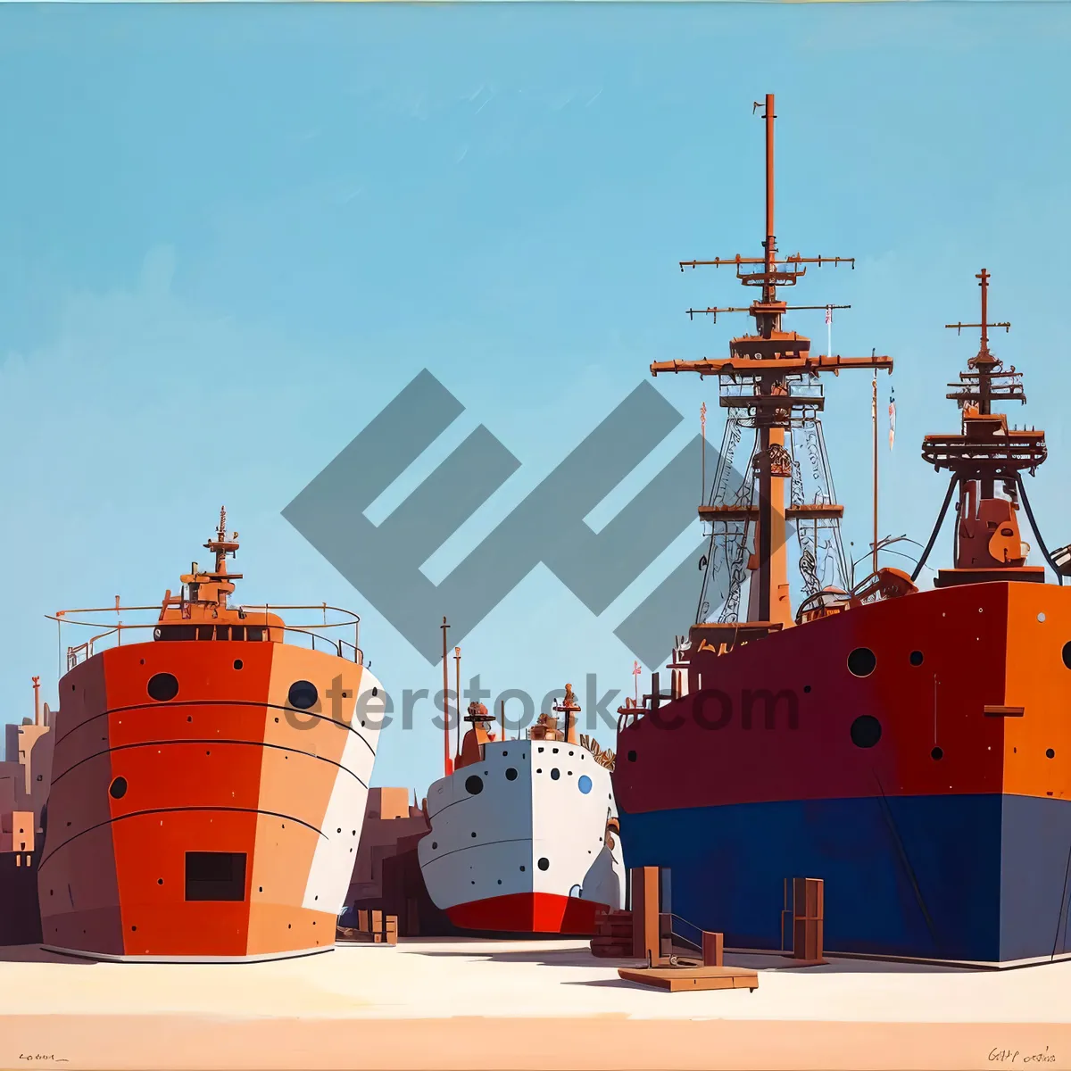 Picture of Maritime Cargo Ship at Industrial Harbor