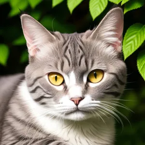 Curious Kitty: Adorable Domestic Cat with Striped Fur