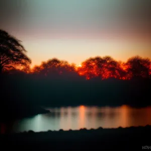 Sunset Reflection on Lake: Serene Evening Horizon