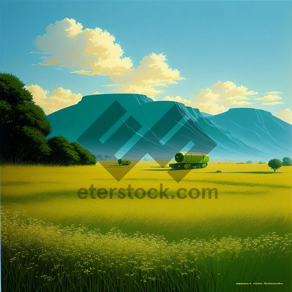 Picture of Serene Meadows of Rural Bliss Under a Sunny Sky