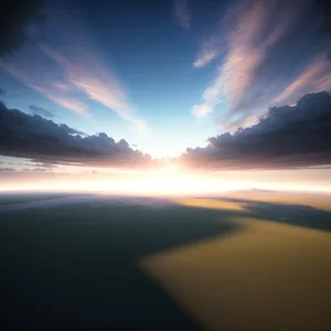 Golden Horizon: Sun Setting over Sea