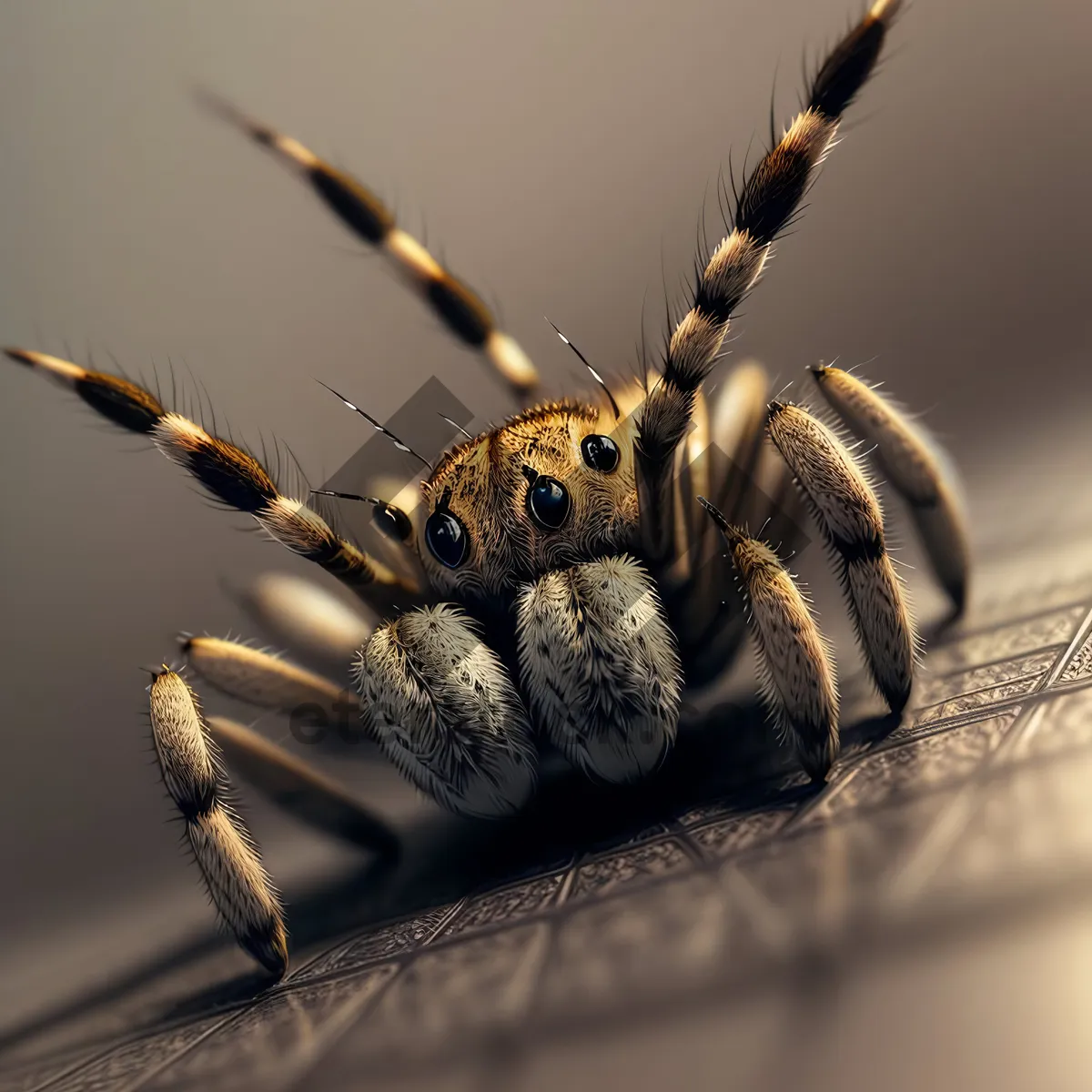 Picture of Creepy Black Spider with Hairy Legs