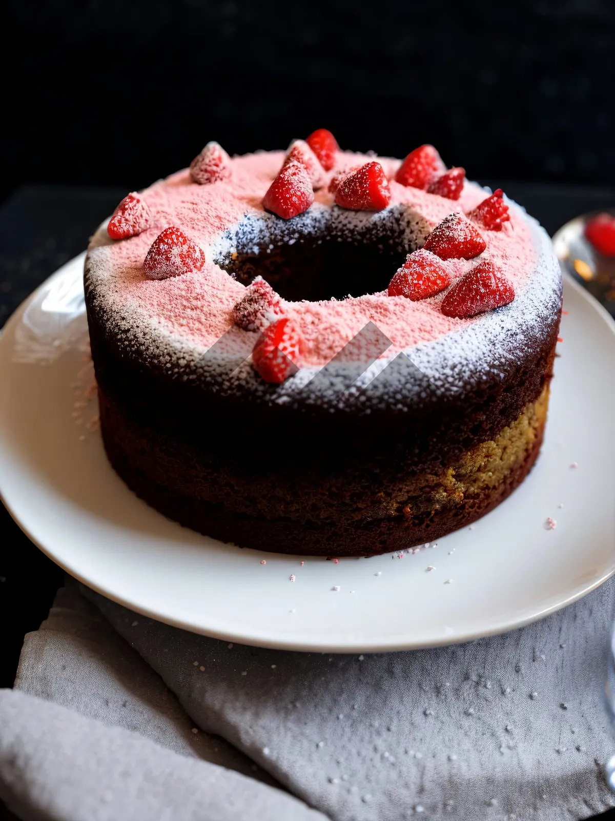 Picture of Delicious Strawberry Chocolate Cake with Fresh Berries