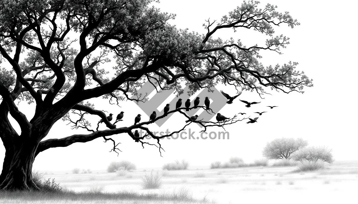 Picture of Winter landscape with snow-covered oak tree branches