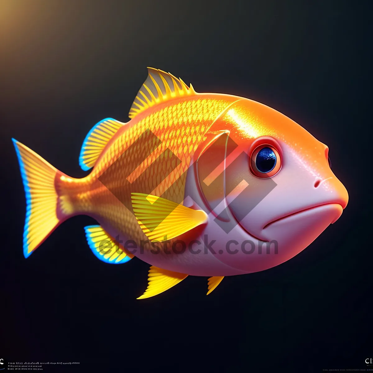 Picture of Golden Fish Swimming in Vibrant Aquarium