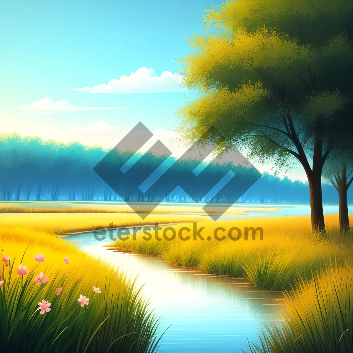 Picture of Serenity at Sunset: Tranquil Horizon Reflecting Sun and Sky