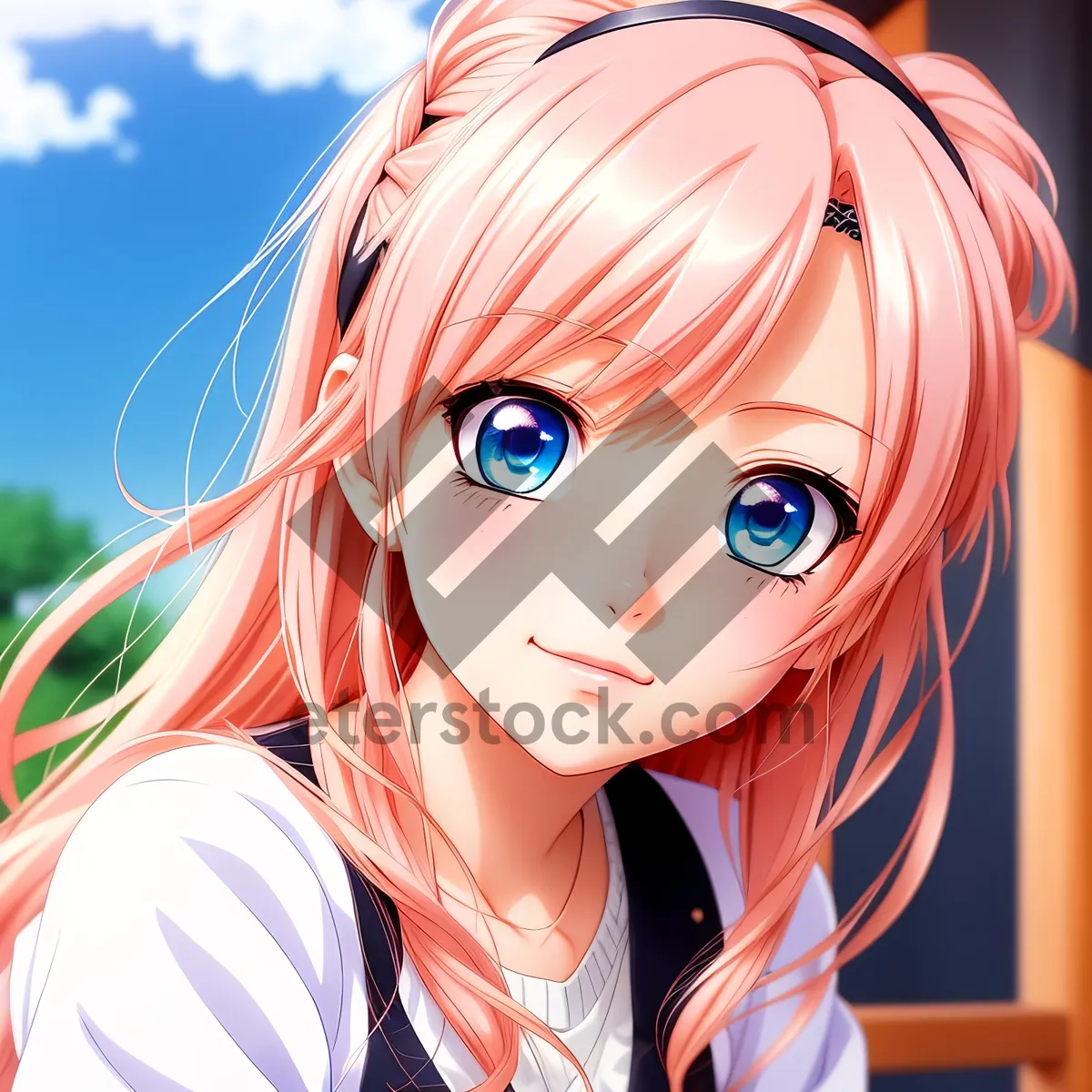 Picture of Charming Fashionable Lady with Attractive Hair and Amulet