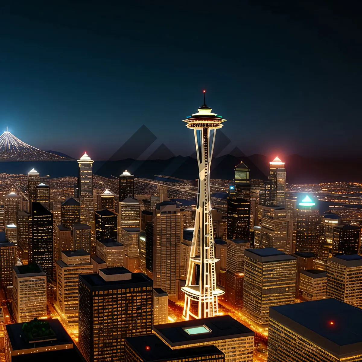 Picture of Vibrant Urban Nightscape with Majestic Skyscrapers