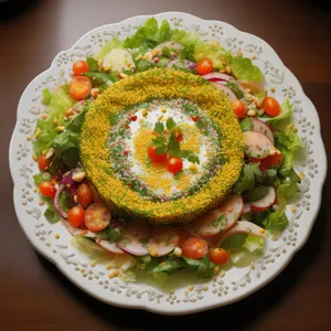 Healthy Vegetable Salad with Kiwi and Cheese Slice