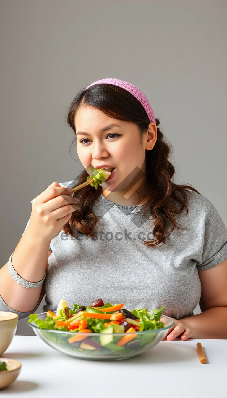 Picture of Smiling brunette lady with happy eyes and cute smile