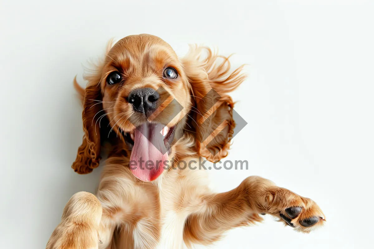 Picture of Cute Cocker Spaniel Puppy Sitting in Studio Portrait