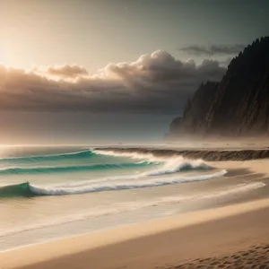 Serene Seascape: Sun, Sand, and Surf