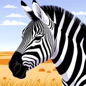 Striped Zebra Grazing in Wildlife Reserve