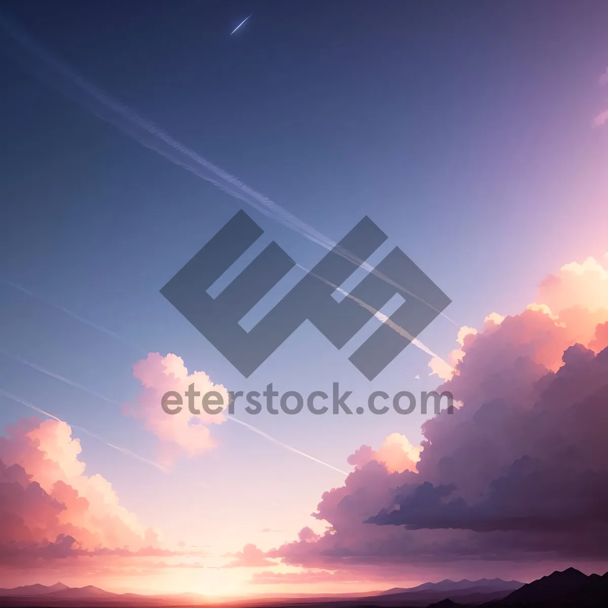 Picture of Vibrant Sunset Sky with Lightning Storm