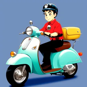 Speedy Scooter Cartoon Car Transportation