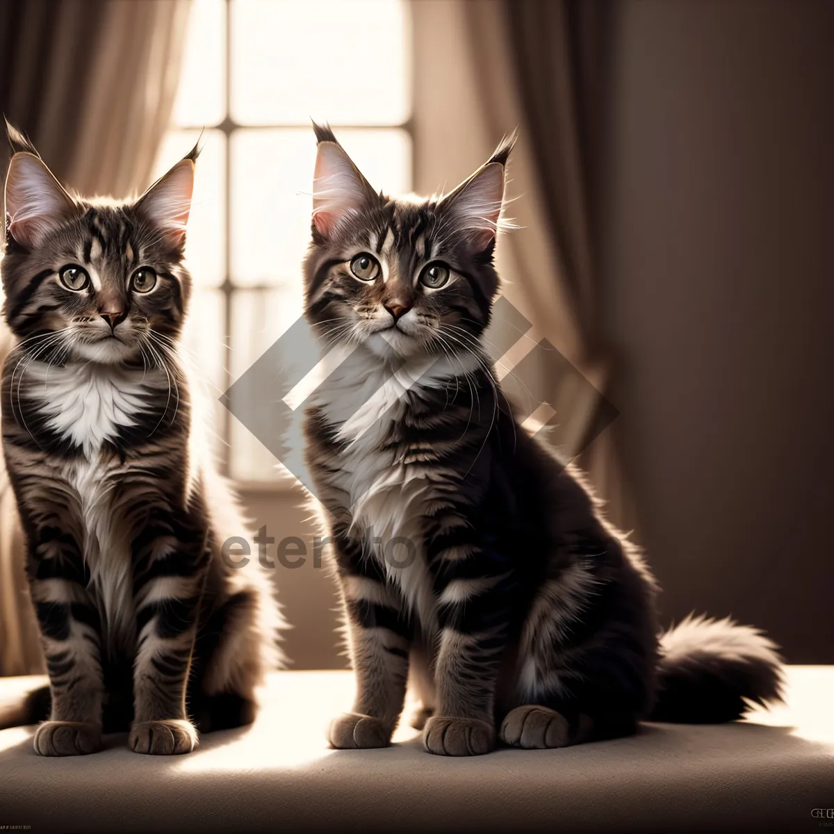 Picture of Curious Tabby Kitty Gazing Through Window