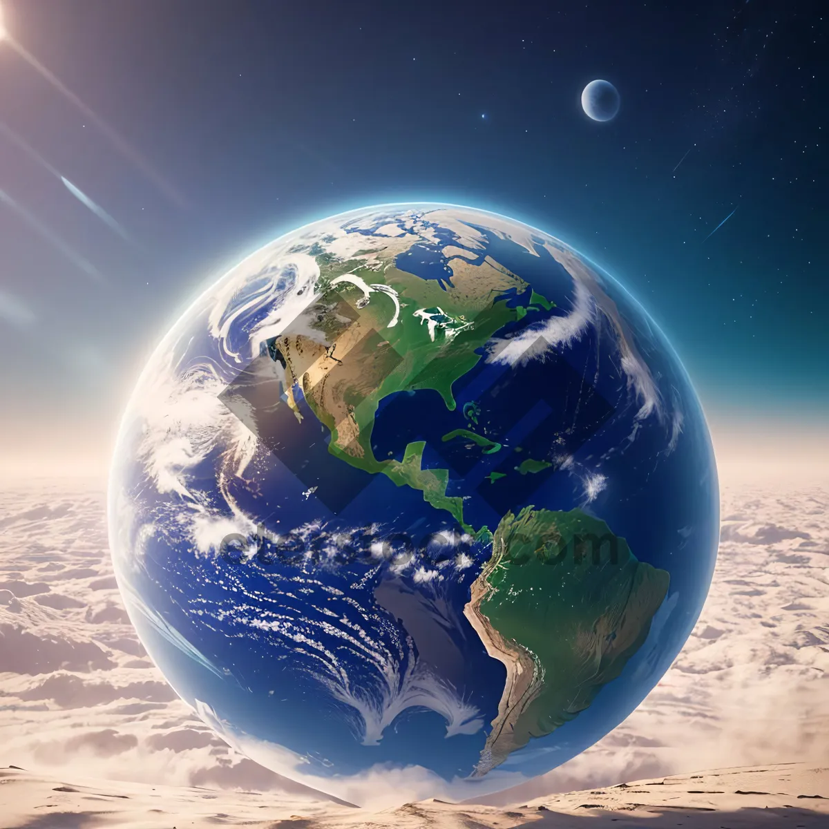 Picture of 3D Planet Earth Globe in Space