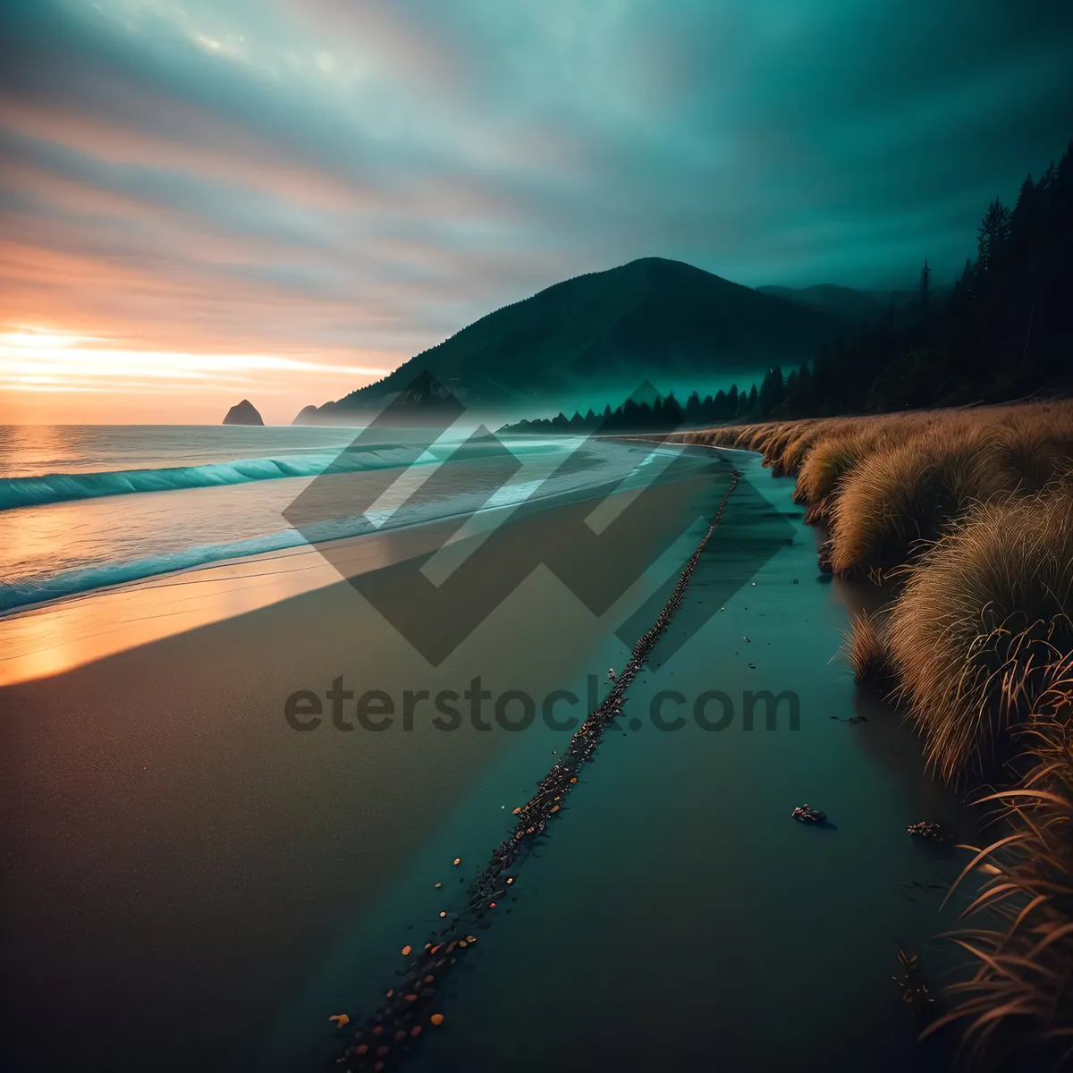 Picture of Serene Coastal Sunset over Azure Waters