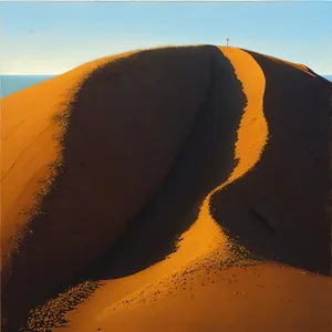 Moroccan Desert Sunset: Majestic Sand Dunes Embracing Heavenly Horizon