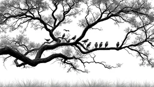 Silhouette of Oak Tree in Winter Sky