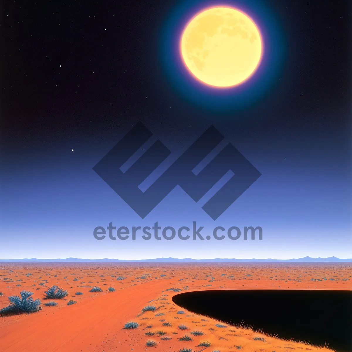 Picture of Majestic Desert Sunset: A Serene Celestial Landscape