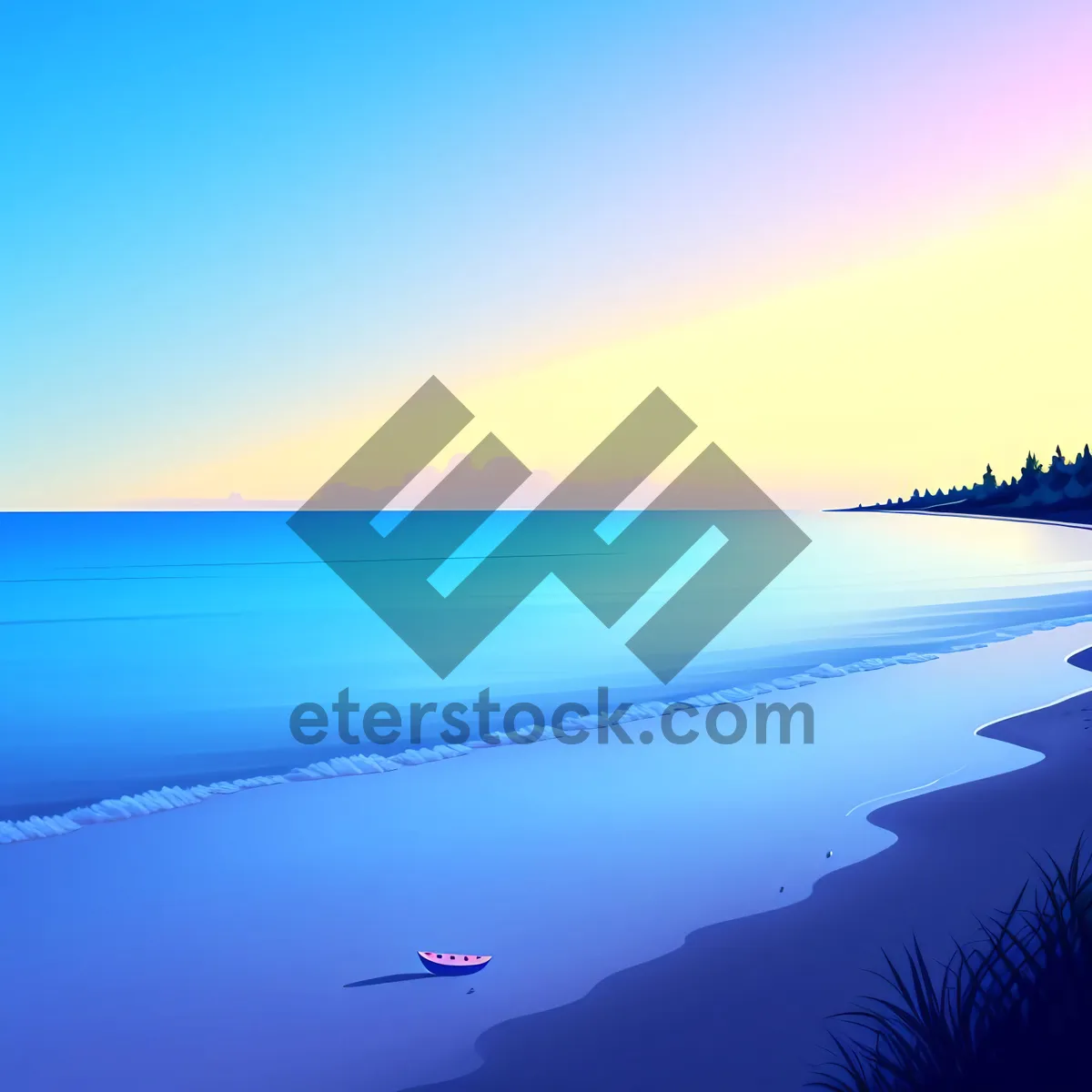 Picture of Serenity by the Sea: Sunset over Coastal Waters
