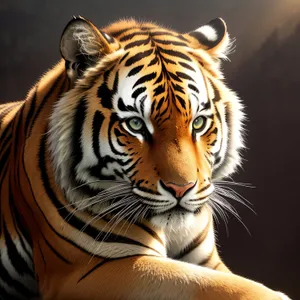 Dangerous Tiger Roaming Through the Jungle