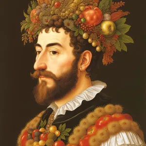 Smiling comedian eating a fresh apple
